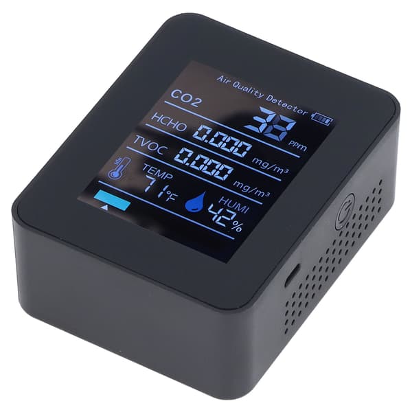 [RM]5 in 1 Air Quality Detector 60 Days Data Storage Long Endurance LED Digital Display USB Charging CO2 Detector