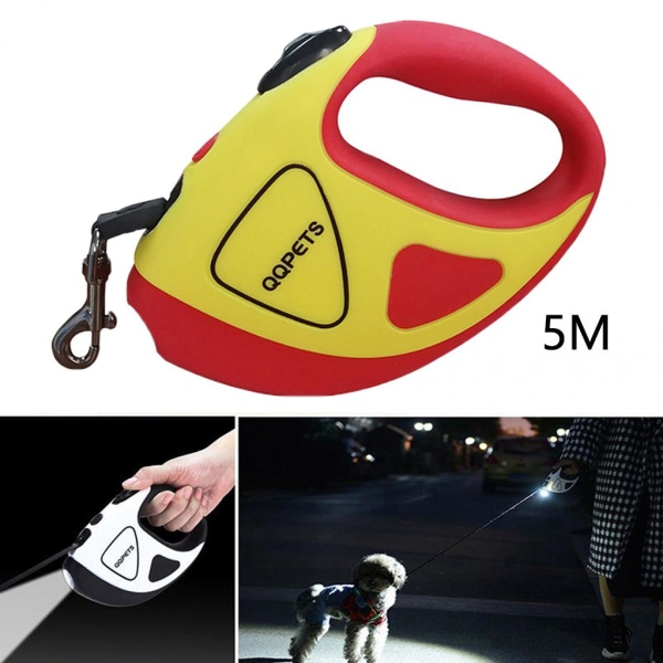 Automatisk infällbar infällbar hundkoppel Walking Collar Ficklampa Yellow_16ft