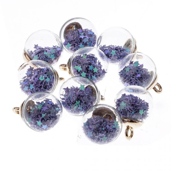 10 Stycken 16mm Små Stjärna Glasboll Berlocker Hänge DIY Hantverk lila