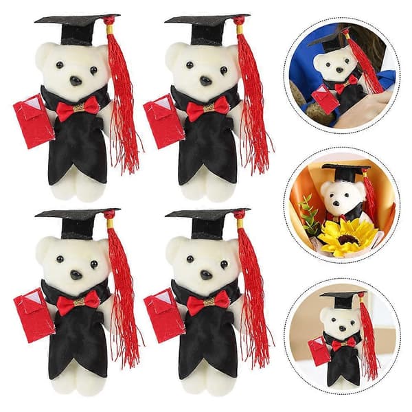[RM]Graduation Bear Dolls Bjørnedesign Buketpynt til 6 stk. DIY-dekorationer