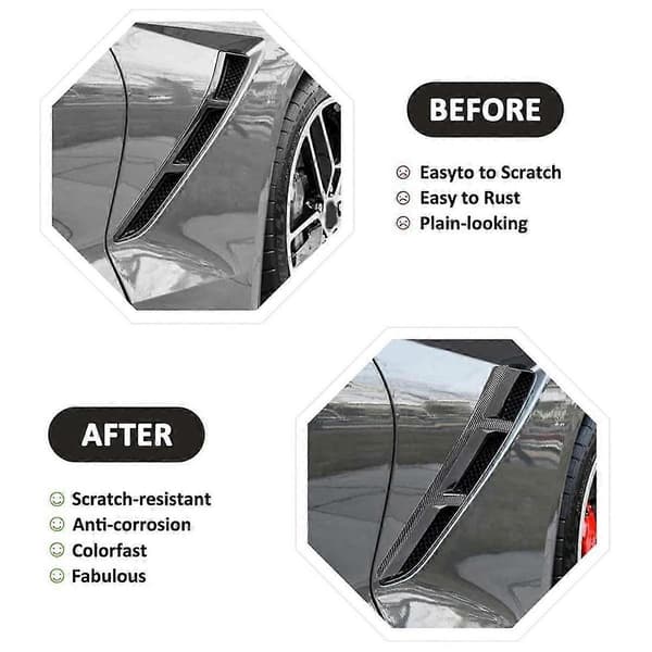 Til C7 2014-2019 Ægte Kulfiber Front Side Body Vent Cover Trim Tilbehør