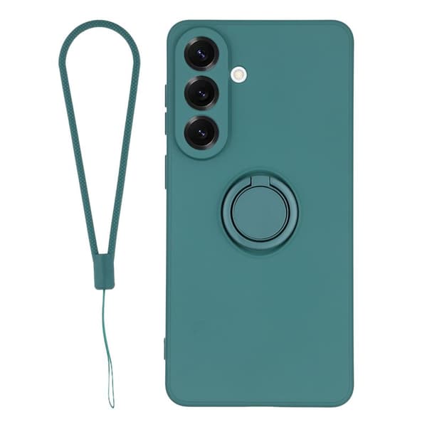 Mobilcover til Samsung Galaxy S26 Silikone med Ring Kickstand - Sortgrøn[RM]
