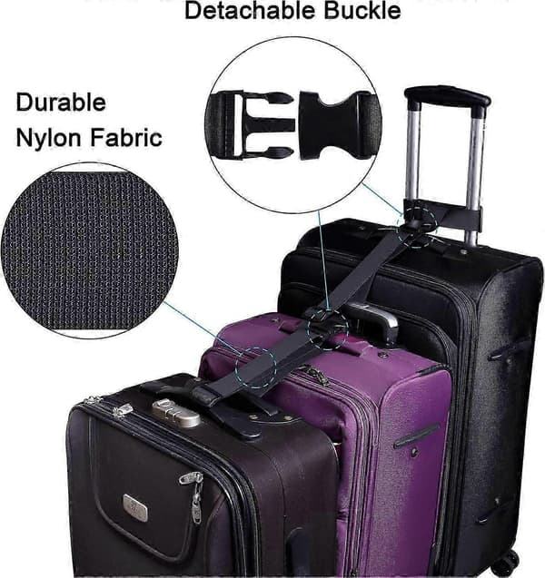 Bagagestropp - Koffertens tilkoblingsstropp - Tilbehør for bagasjefeste - 1 sett - 30,5-52cm/48-87,5cm/46-79cm - Nylonmateriale -