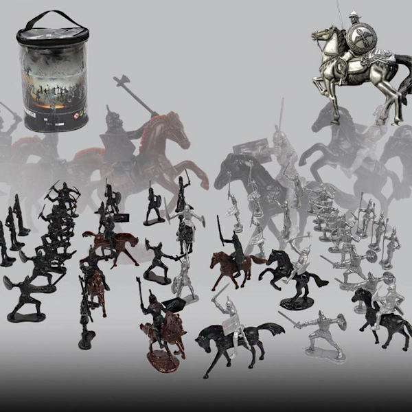 Knights Toys, Plastkrigare Medeltida Riddare Häst Soldat Action 52 Delar