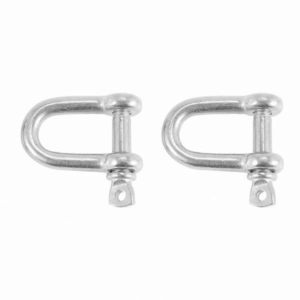 4 mm D-sjækel med skruebolt til rigning, pakke med 2, lavet af 304 rustfrit stål silver