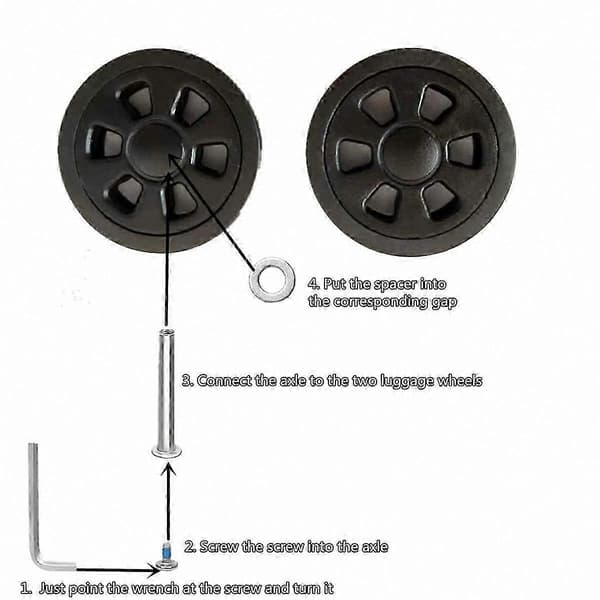 8-pak erstatningshjul til kuffert, 2,36 tommer diameter, holdbart gummimateriale, lydløst rullende hjul til bagagereparation Black
