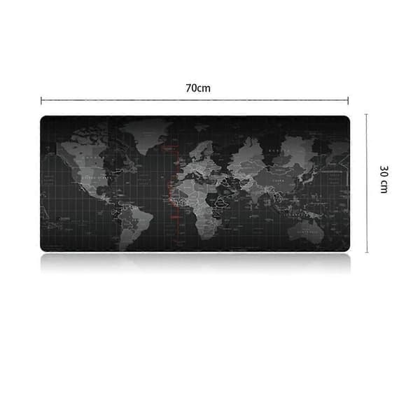 Stor verdenskart musematte - 70x30cm - Svart - 1 stk