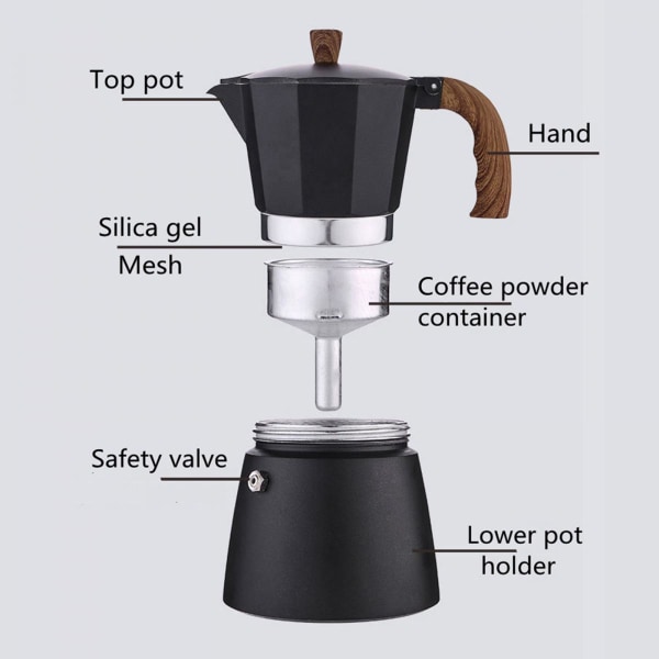 Spishäll Espressomaskin Moka Pot Kaffebryggare Moka Pot Perkolator 150ml