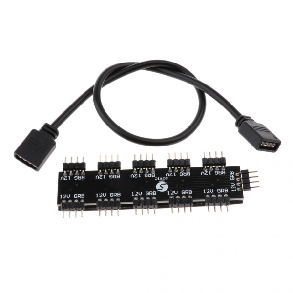 2 stycken 4-pin 12V RGB Moderkortsfläkthubb Splitter Controller för PC Dator