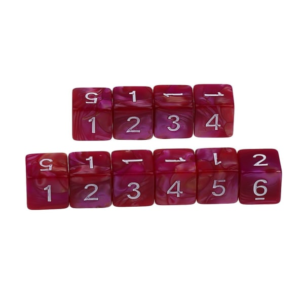 10 st 6-sidiga tärningar d6 polyedriska tärningar för bordsspel dungeons and dragons röd lila