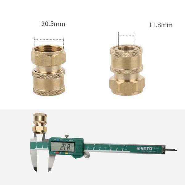 2 st Mässingstryckrengöring trädgårdsslang Snabbadapter M22 hane till M22 hona