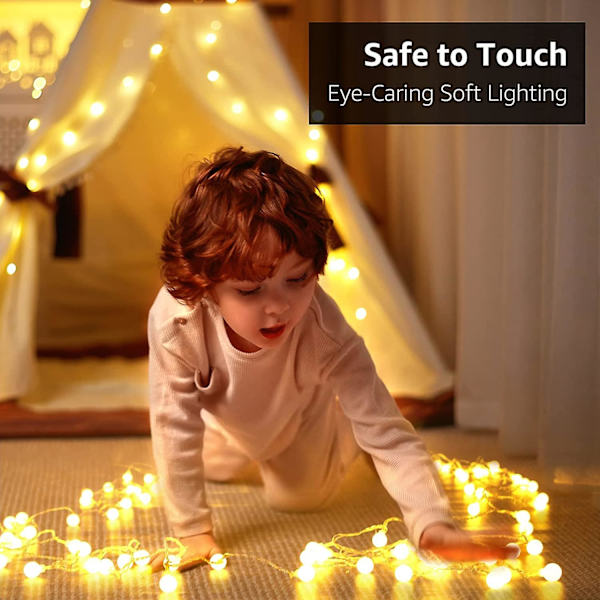Fairy Lights Bollar 10m 100 Leds, Festbelysning Utomhus, Varmvit