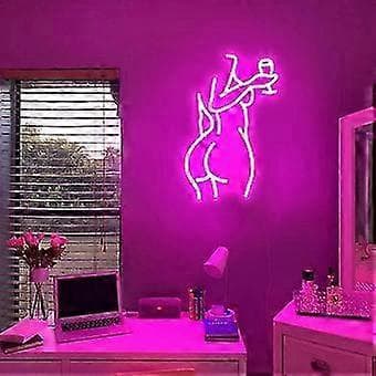 LED Neon Pink Lady Skylt - Dimbar Dekor för Sovrum, Bar, Butik - 16x11 Tum