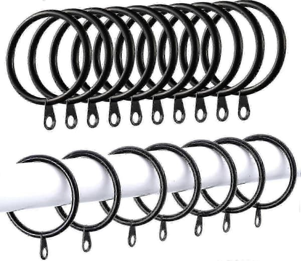 [RM]Svarta metallgardinringar 38 mm innerdiameter - 60 st förpackning
