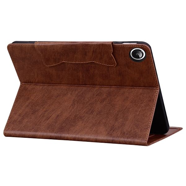 [RM]Samsung Galaxy Tab A9+ / A11+ Kattspänne Läderfodral Brun