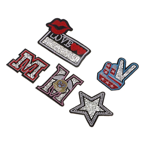 5 st/lot Sy Nål Badge Broderad Stryk på Applikation DIY