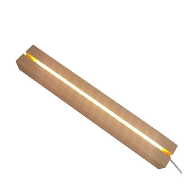 [RM]2 STK LED Trælys Display Rektangulær Krystal Træbelyst Base Stand 5.2mm Gennemgående Slids med Farvede Lys