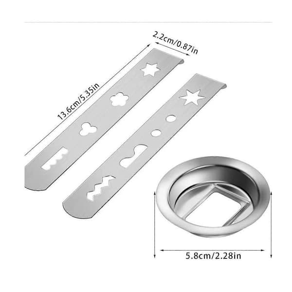 2-delars bakverkstillbehörsset för köttkvarn, kakmunstycken, churromaskin, spritstillsats, 13,6*2,2 cm, silver, metallmaterial