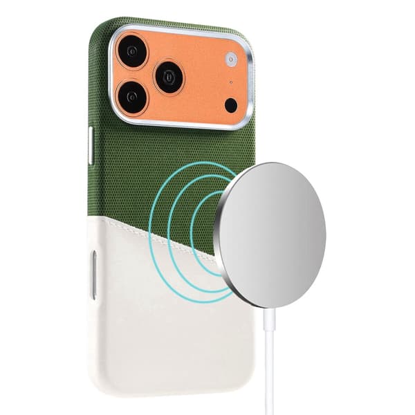 Magnetic Phone Case with Leather Card Holder for iPhone 17 Pro and 18 Pro - White PU Leather