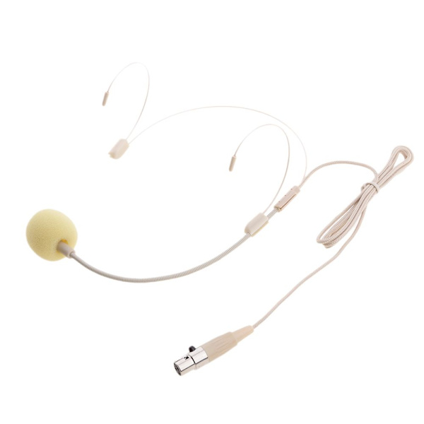 Dubbelt Trådbundet Öronkrok Headset Huvudband Mikrofon Beige XLR 3-polig