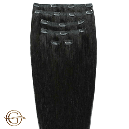 Gold24 Clip-on Hair Extensions 1# Black - 60 cm