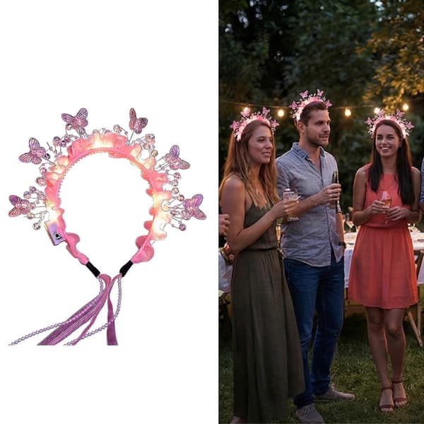 Lysende Hårbånd Sommerfugl Hårbånd til Børn Hårstyling Tilbehør Hårbøjle til Cosplay Kostume Tilbehør Pink Pink