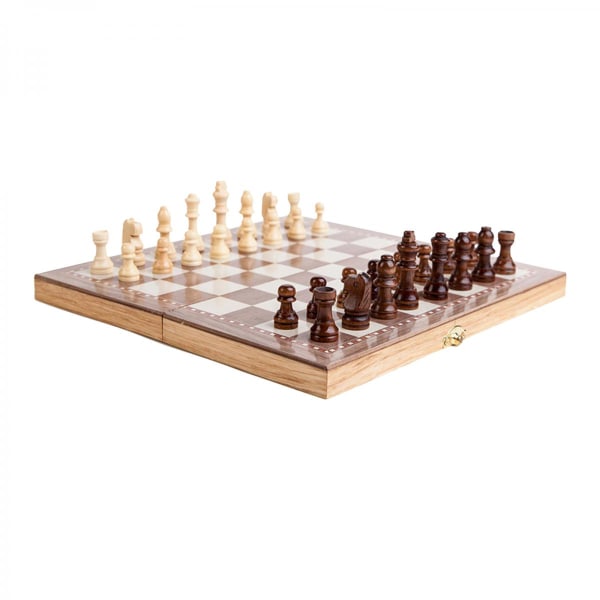 Fällbart brädspel Set Schackdam Backgammon 3 i 1 för hemresor 11,8x11,8tum