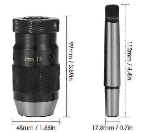 Boreforing hurtigspændende borepatron 1-16mm b16 med konus mk2 udløbsbetingelse [MI]