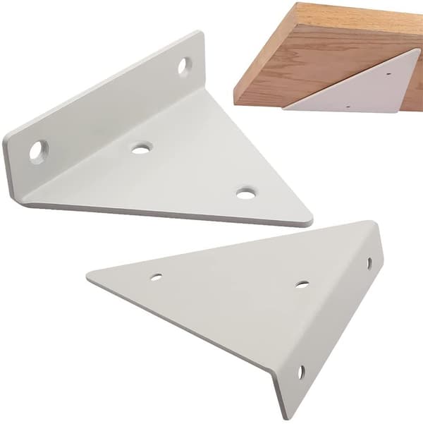 [RM] 2 Pcs Metal Wall Shelf Bracket Triangle Invisible Shelf (White)