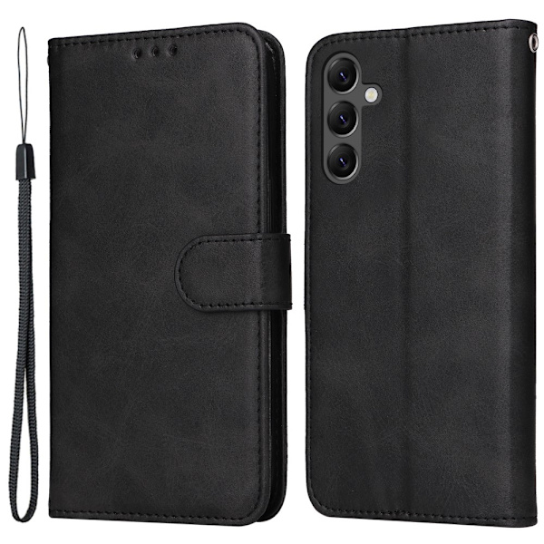 SKALO Kompatibel med Samsung A25 5G PU Läder Plånboksfodral - Fler Färger Black Svart