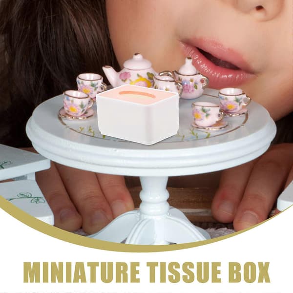 Mini Tissue Box Dukkehus Tilbehør til Indretning 10 Stk Sæt i Hvid Plast