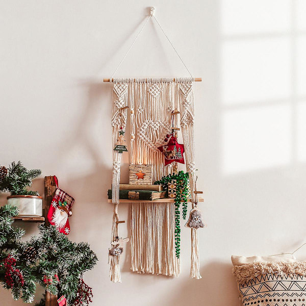 Enkel Macrame Väggbonad Gardin - Boho Väggtapet - Bohemisk Macrame Gardin för Vardagsrum, Sovrum, Barnrum, Fönster, Bröllopsbakgrund