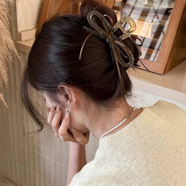 Hårklemme Akryl Båndsløjfer Letvægts Ergonomisk til Kontor Skole Styling Sort Light Brown