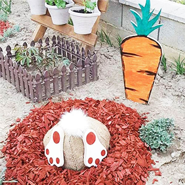 Vattentät vägvisare Kanin Morot Form Plast Påsk Söt Skylt Ställ Ornament för Dekoration Carrot