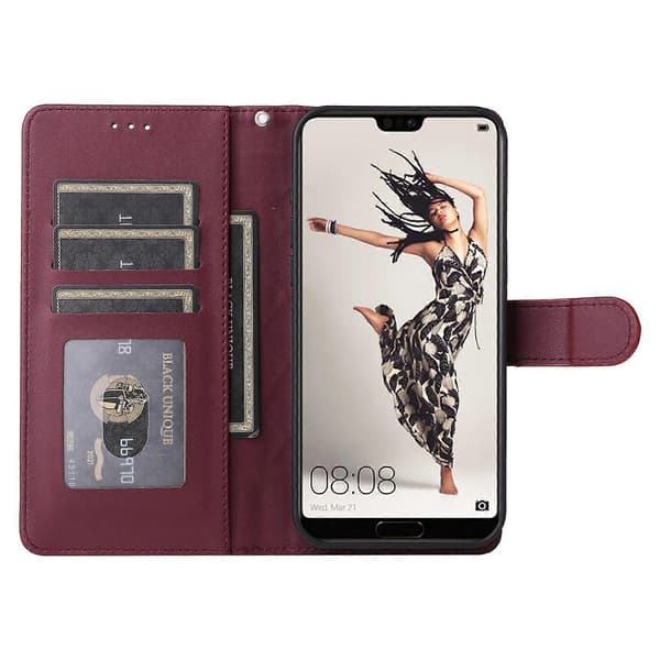 Lommeboketui i skinn for Huawei P20 Pro Wine Red