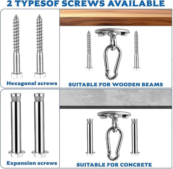 [RM]Kraftig loftkrog, øjeplade i rustfrit stål, svingkrog til træ