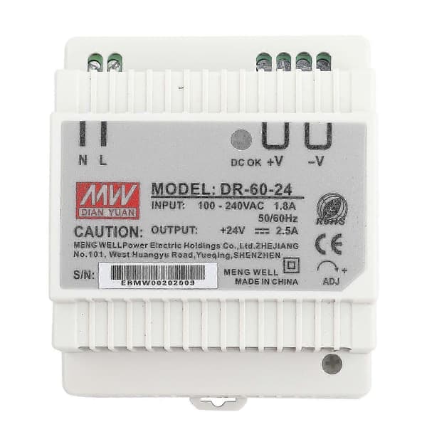 60W DR-60-24 24V Enkelutgång AC/DC Din-skena Strömförsörjning