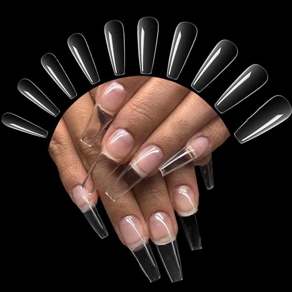 500 pcs transparent acrylic fake nails, artificial pointed nail tips