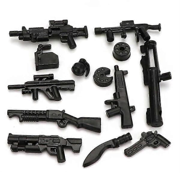[RM] Militært DIY våbendele MOC soldat Playmobil model byggeklodser legetøj til børn Black E