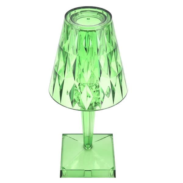 [RM]LED Crystal Table Lamp Transparent Prism Dimmable USB Charging Desk Lamp Green