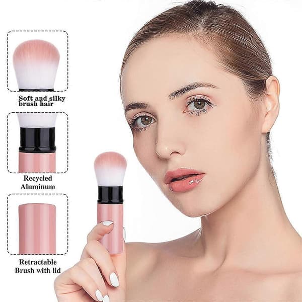 Udtrækkelig makeupbørste, rejseblushbørste med låg