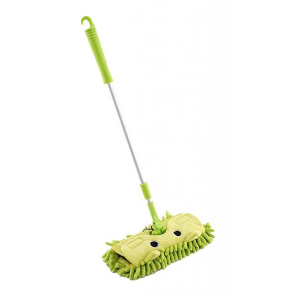 Leksak för barn, städning, sopning, mopp, förskola, låtsaslek, grön