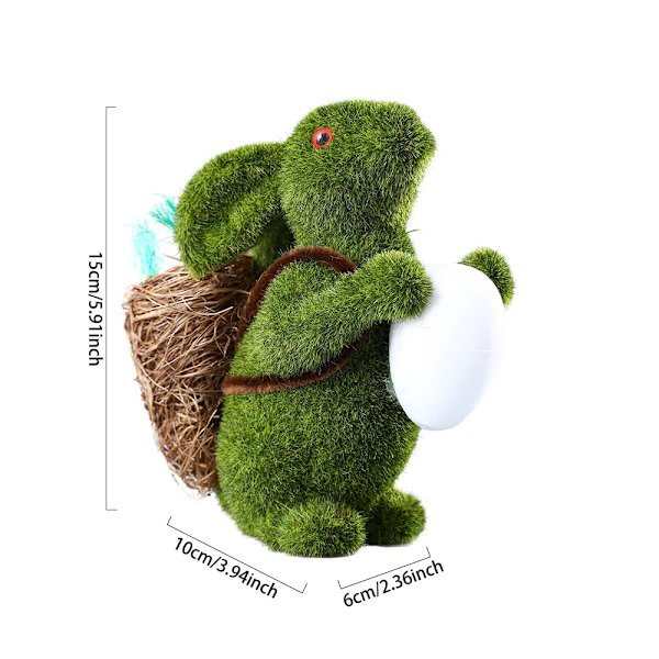 Påskhare Figur Grön Moss Flockad Kanin Prydnad