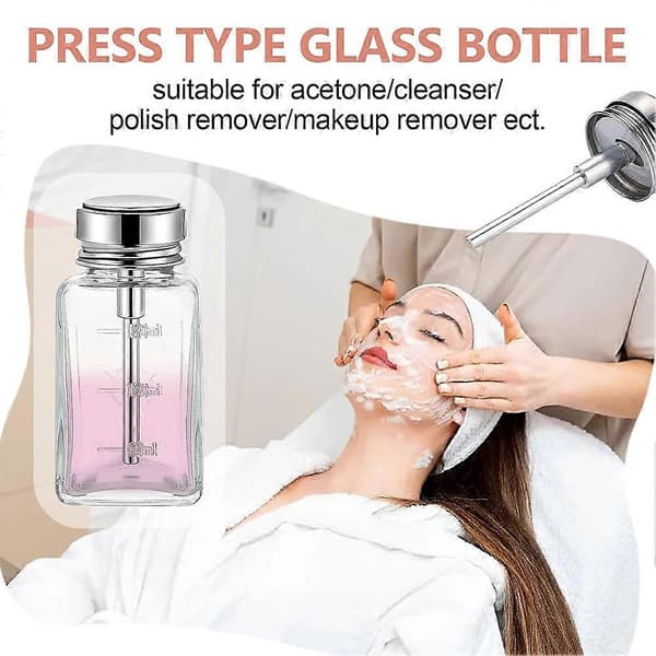 2 st 180 ml klar pumpdispenserflaska med metallfällbart lock glas push down dispenserflaska Transparent  Silver