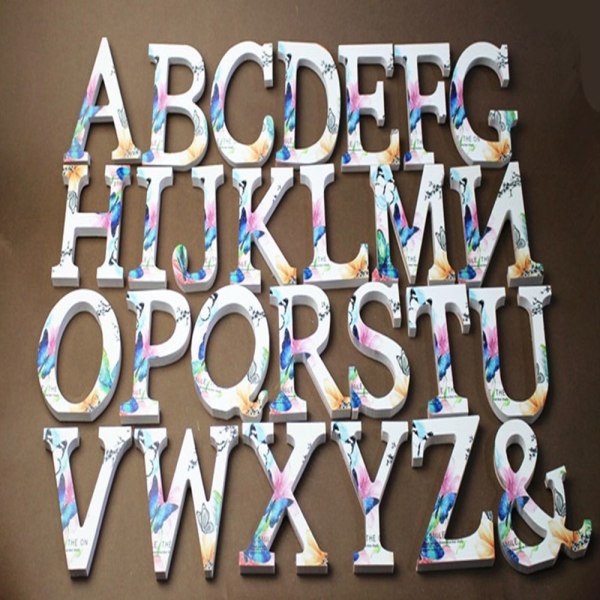 trä alfabet hantverk bokstäver plakett hem bröllop plantskola fest dekoration g