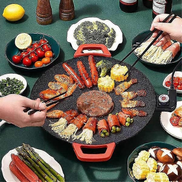 Nonstick elektrisk stegepande - Røgfri BBQ-grill med bageplader, pandekagemaskine EU Plug