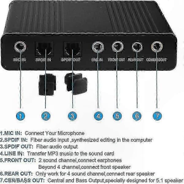 6-kanals 5.1 Surround USB 2.0 lydadapter med optisk S/PDIF for PC bærbar opptak