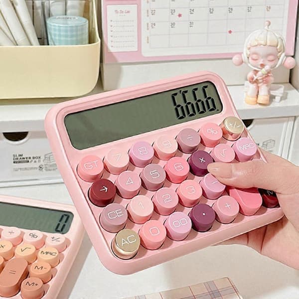 15 vippbar skjermkalkulator - Rosa - 15.5*13.5*3.5cm - 1 stk