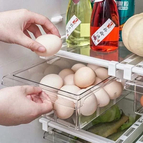 [RM]Refrigerator Storage Box, Pull-Out Refrigerator Drawer, 1 Compartment Refrigerator Divider Clear Storage Box