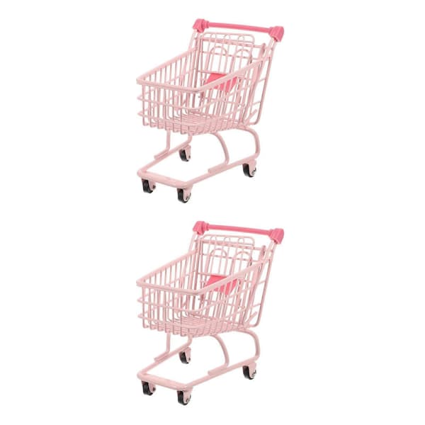 Fotorekvisitt Handlevogn for dekorasjon 2 stk rosa mini diversevogn